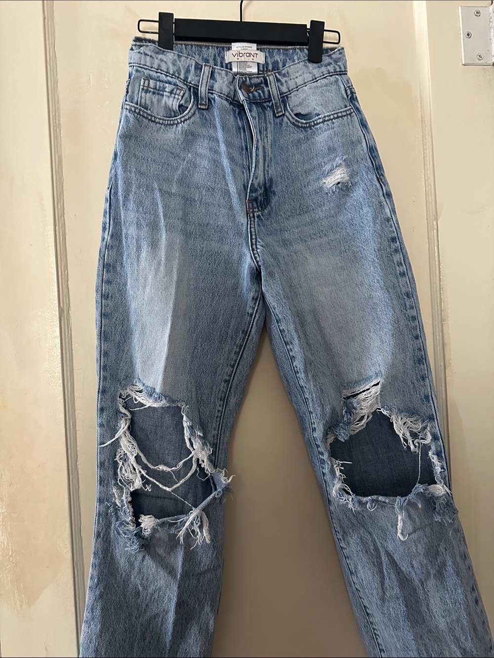 Vibrant Light Blue Ripped Boyfriend Jeans